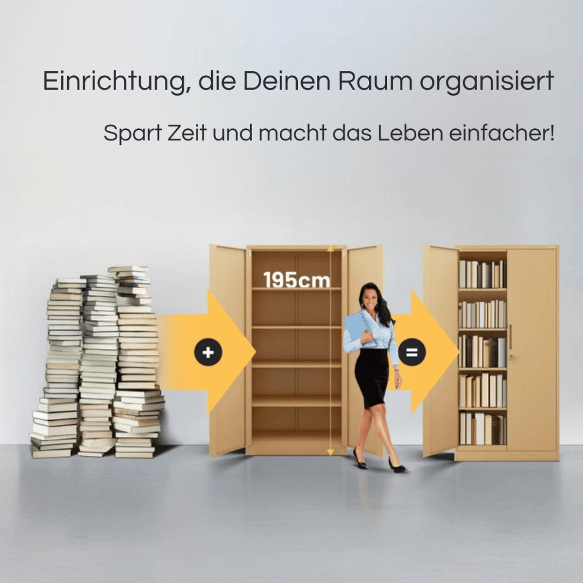 AKTENSCHRANK abschließbar KADO mit Flügeltüren 195x90x40cm Beige - Beige, Metall (90/195/40cm) - DELUKE