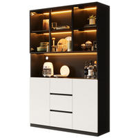 VITRINE 120cm Glas LED 3 Schubladen 2 Türen modern - Schwarz, Holzwerkstoff (120/200/40cm) - FLIEKS