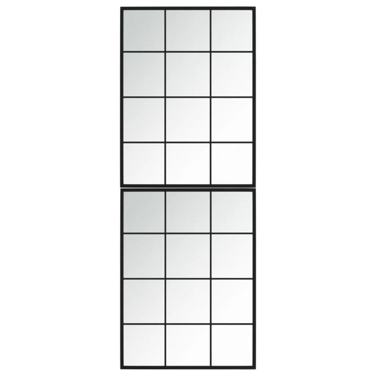 WANDSPIEGEL 2 Stk. Schwarz 80x60 cm Metall - Schwarz, Metall (80/60/160cm) - furnicato