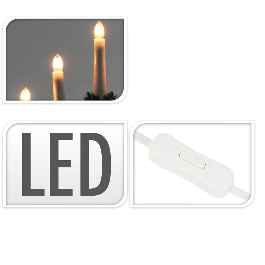 ADVENTLEUCHTER Holz LED 7-flammig - Weiß, Holz (41/30/6.2cm) - Home Styling Collection