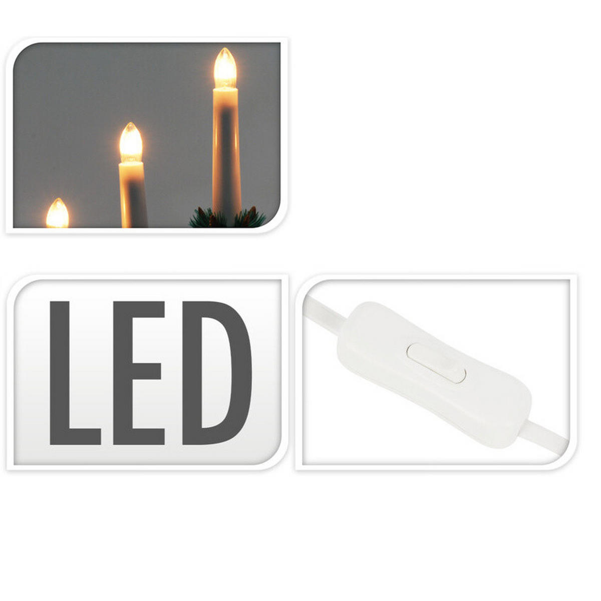 ADVENTLEUCHTER Holz LED 7-flammig - Weiß, Holz (41/30/6.2cm) - Home Styling Collection