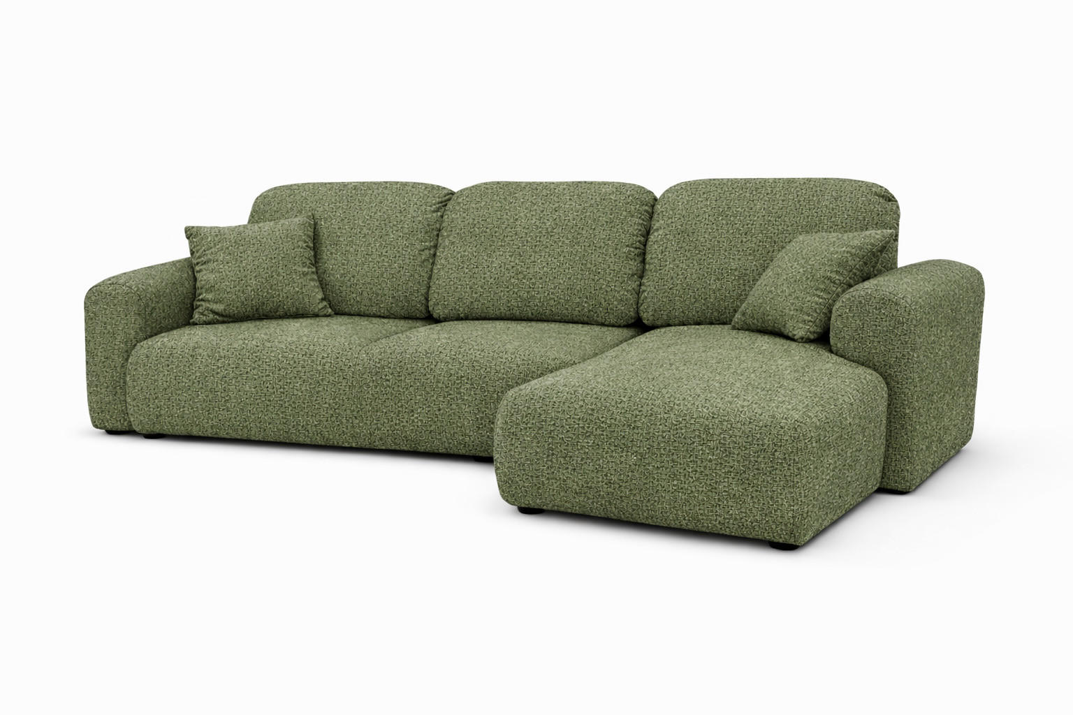 ECKSOFA Mit Schlaffunktion Und Bettkasten, Sofa L-Form Bingo L, Chenille-Stoff Artico, Moss, Rechts - Grün, Holz (250/142cm) - Kaiser Möbel