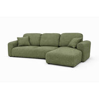 ECKSOFA Mit Schlaffunktion Und Bettkasten, Sofa L-Form Bingo L, Chenille-Stoff Artico, Moss, Rechts - Grün, Holz (250/142cm) - Kaiser Möbel