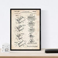 POSTER Lego Patent A3 Schwarzer Rahmen - Schwarz, Papier (29.7/5/42cm) - Nacnic