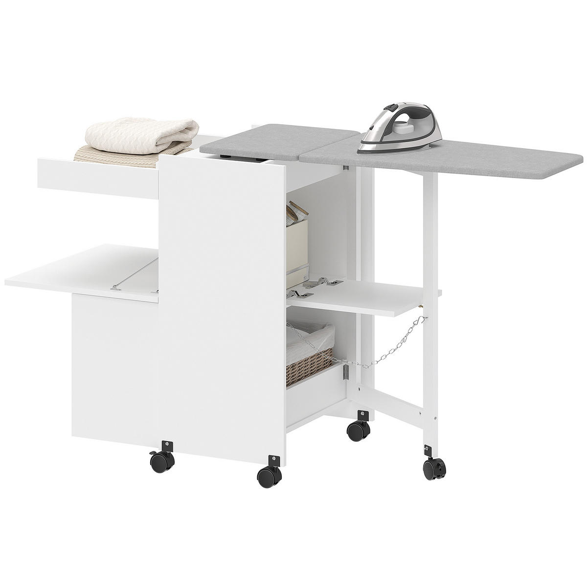 BÜGELBRETTSCHRANK Weiß 1 Stück - Weiß, Holzwerkstoff (55/87/154cm) - GiPP