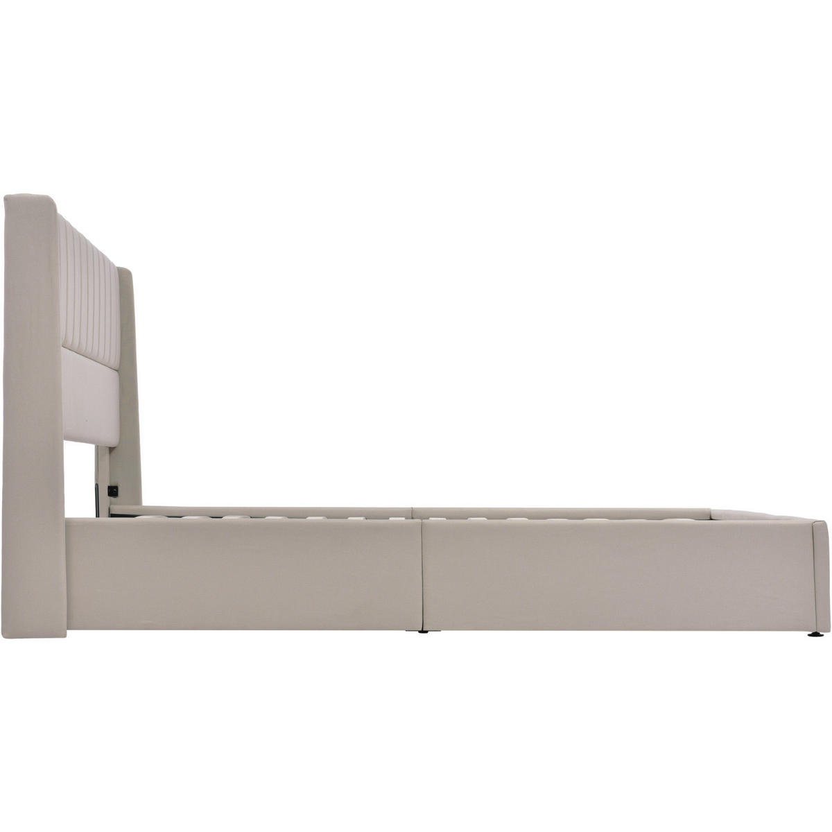 BETT 160x200 cm mit Hydraulischer Bettkasten, Doppelbett 160x200 cm, Skandinavischer Stil, Polsterbett, Leinen Beige - Beige, Textil/Metall (160/200cm) - GENKI LIVING