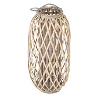 LATERNA Ried 60xØ30 cm přírodní s uchem a skleněnou vložkou - hnědá, přírodní materiály (30/60/30cm) - ECD-Germany