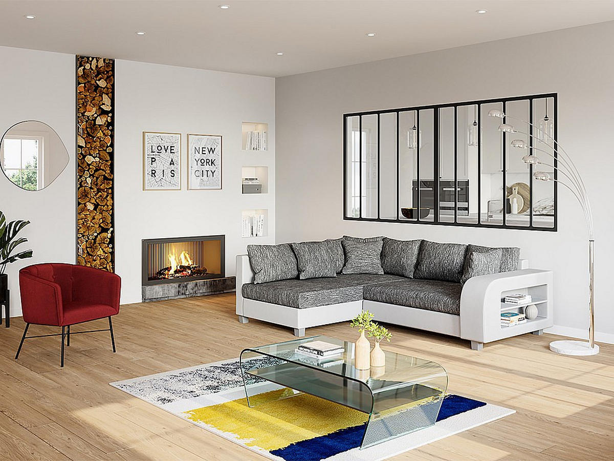 COUCHTISCH mit Ablage - Glas Design - Transparent & Schwarz - KELLY - Transparent/Schwarz, Glas (120/60/37cm) - Vente-Unique