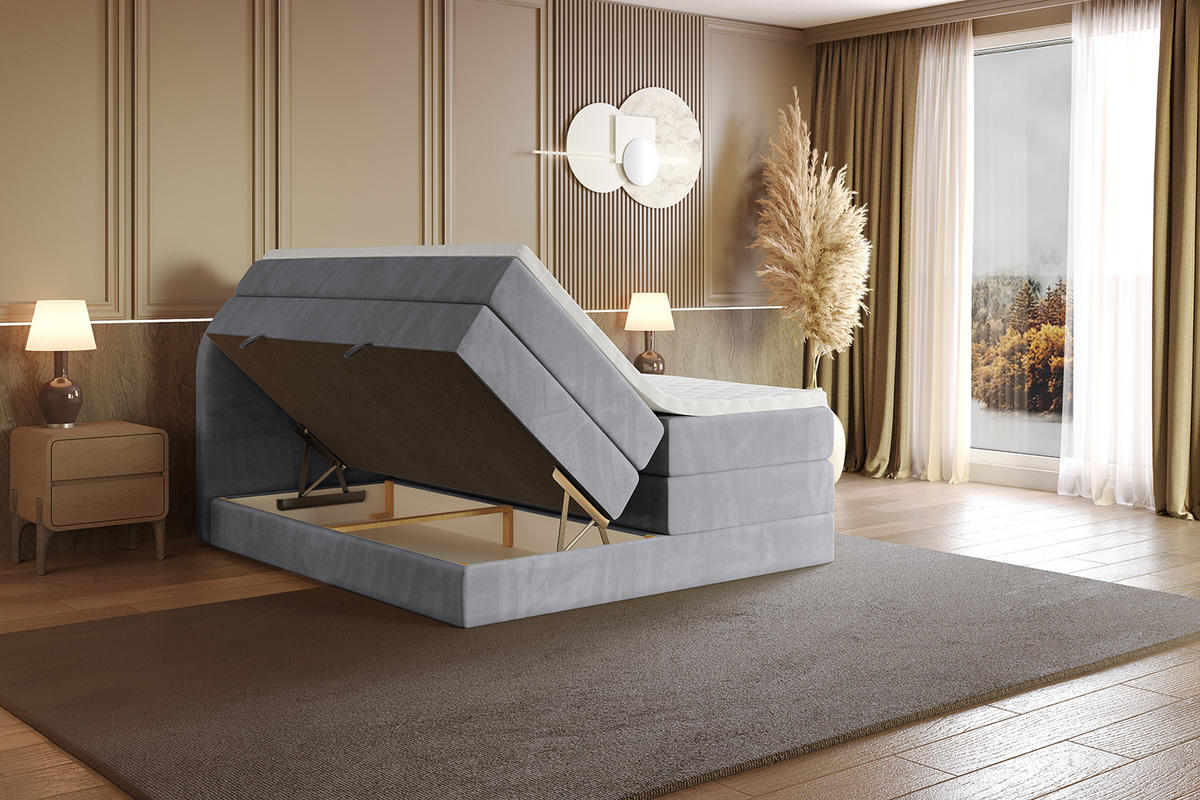 BOXSPRINGBETT mit Matratze und Lattenrost - NOX KING-120x200 - Grau Monolith - Grau, Holzwerkstoff (120/200cm) - ALTDECOR