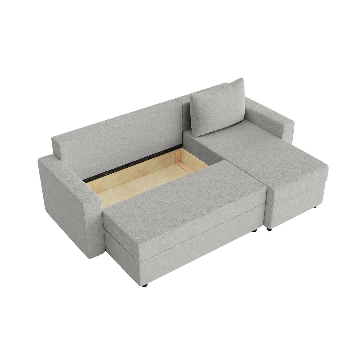 ECKSOFA Goka L mit Schlaffunktion, Grau - Grau, Textil (230/146cm) - Fedve
