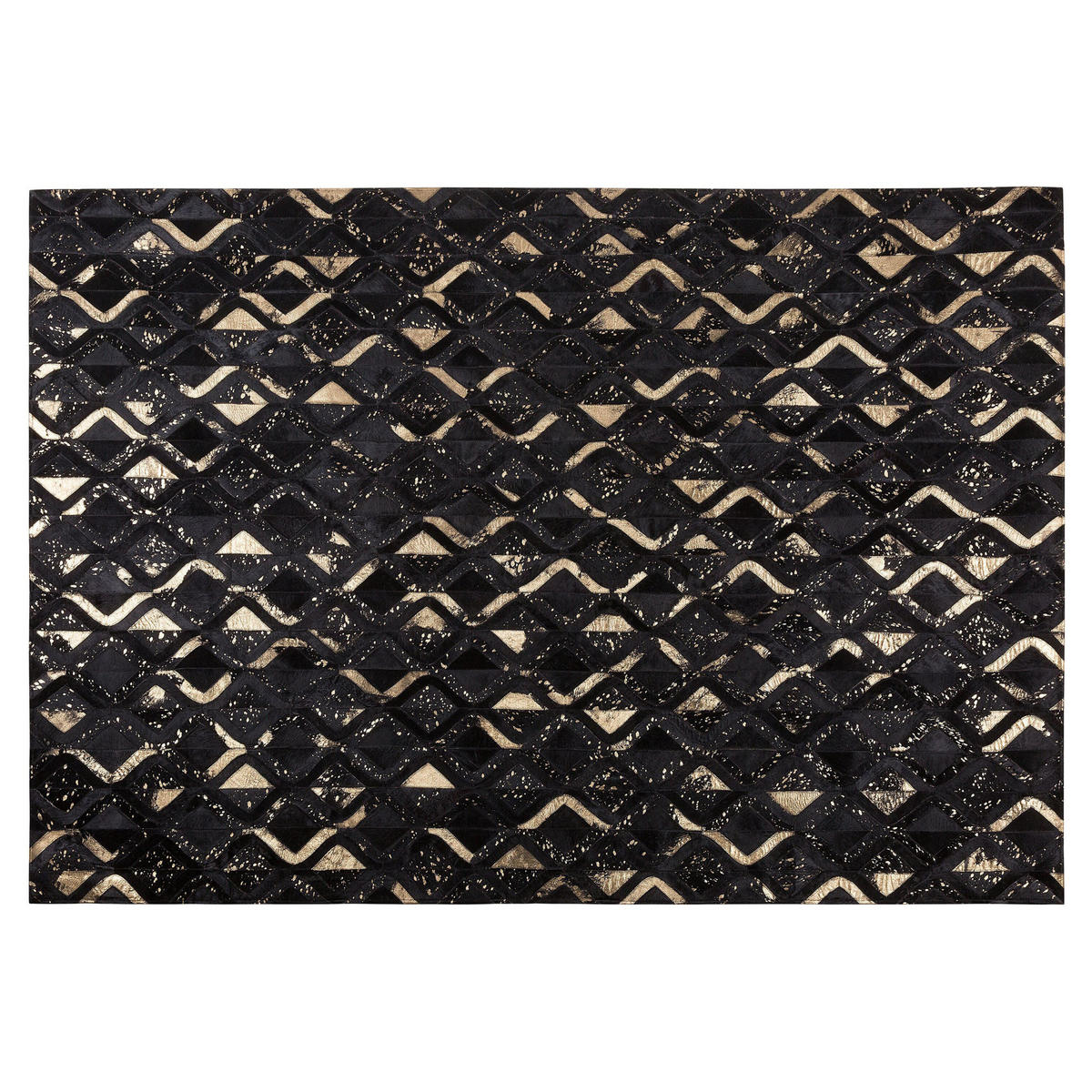 KURZFLOR-TEPPICH Develi 200/140 cm - Schwarz, Fell (140/200cm) - Beliani