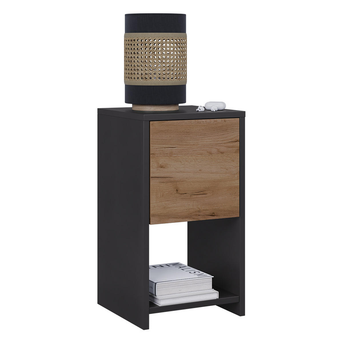 NACHTTISCH Evo Anthrazit/Goldkraft Eiche 30 x 55 cm mit Schublade - Anthrazit, Holzwerkstoff (30/55/30cm) - Vicco