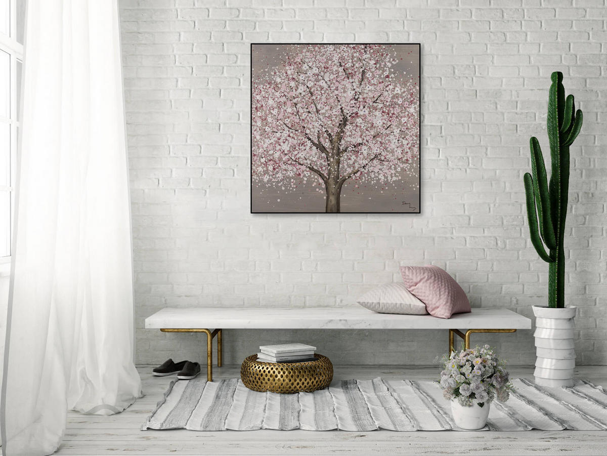 ACRYLBILD HANDGEMALT 80/80 cm - Weiß, Holz/Textil (80/80cm) - KUNSTLOFT