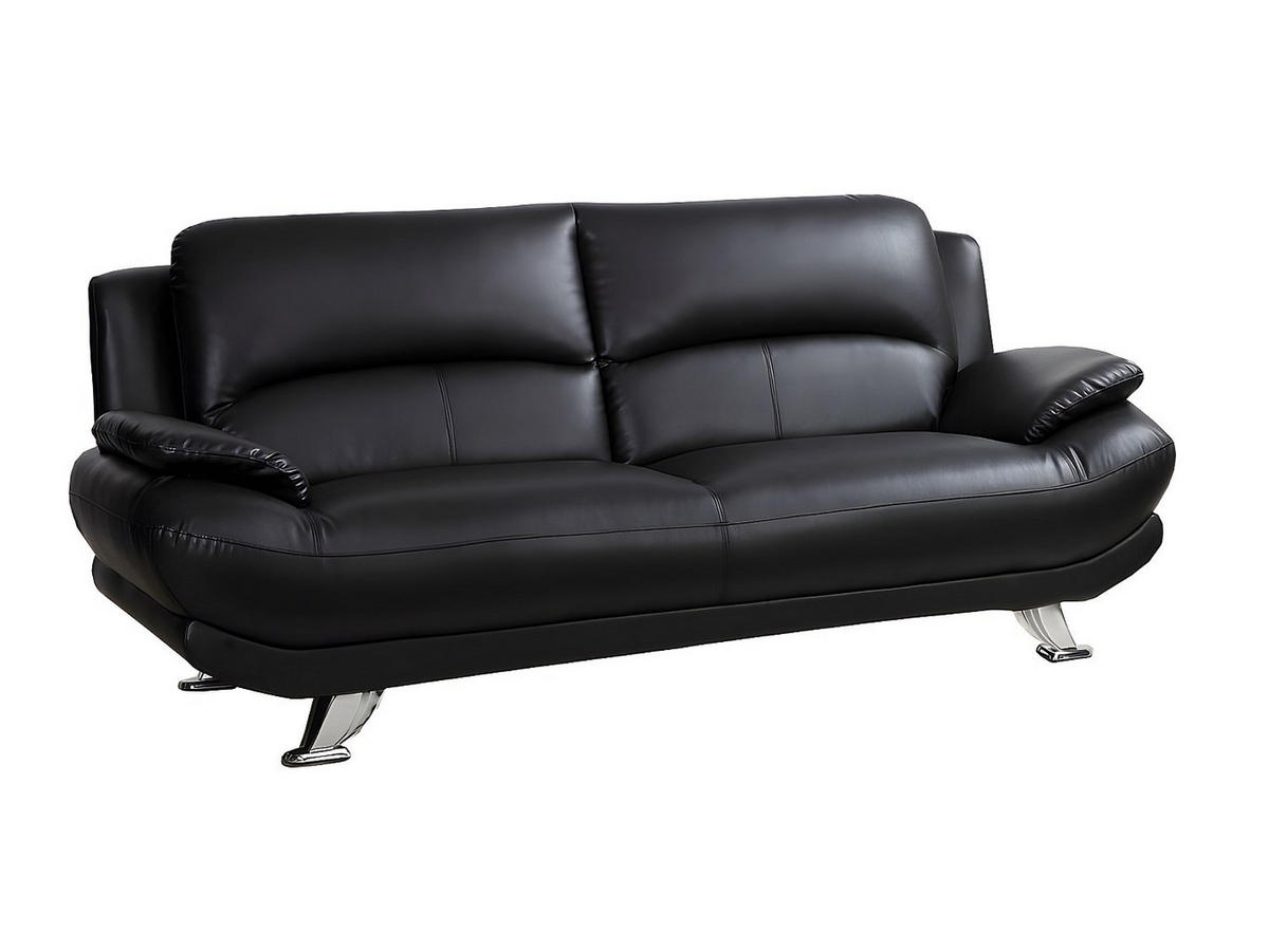 COUCHGARNITUR - 5 Personen - kunstleder - schwarz Musko - Schwarz, Leder (150/89/91cm) - Vente-Unique
