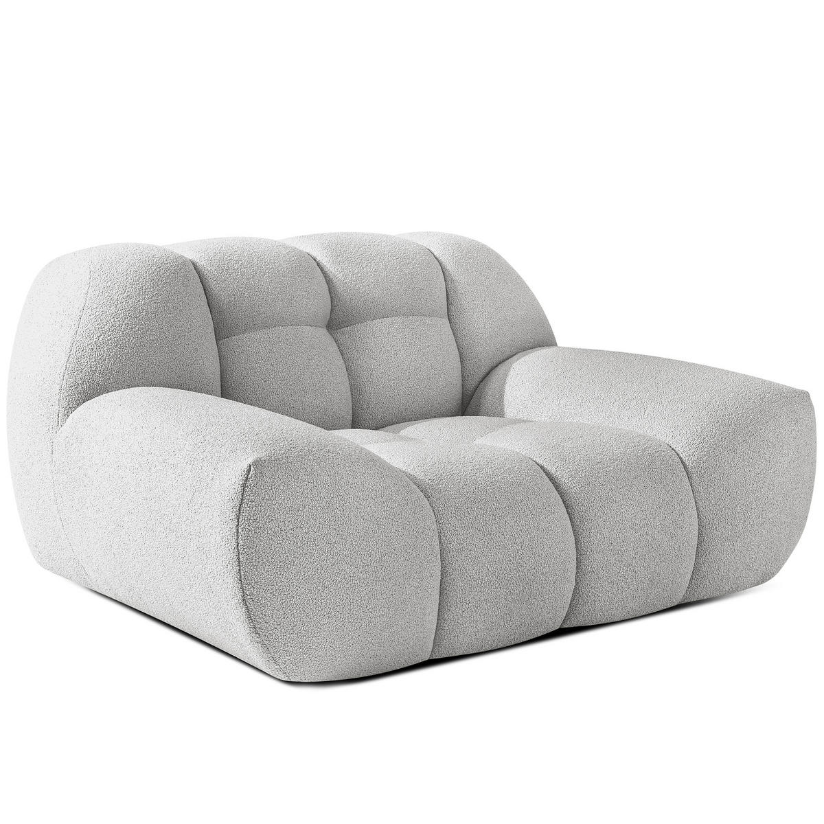 SESSEL VENA mit Pouf Bouclé, Hellgrau - Hellgrau, Holz/Textil (65/38/65cm) - KONSIMO®