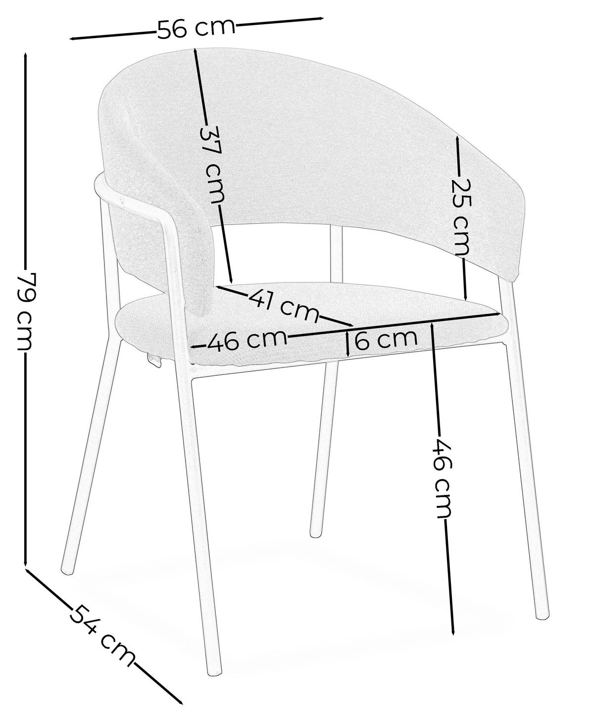 STUHL OVO gespolsterter - grau - Glamour Chenille - Schwarz/Grau, Textil/Metall (56/79/54cm) - NEW HOME