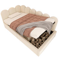 KINDERBETT Polsterbett 90/200 cm aus Samt mit hydraulischem Stauraum Beige - Beige, Textil (90/200cm) - Modenvie