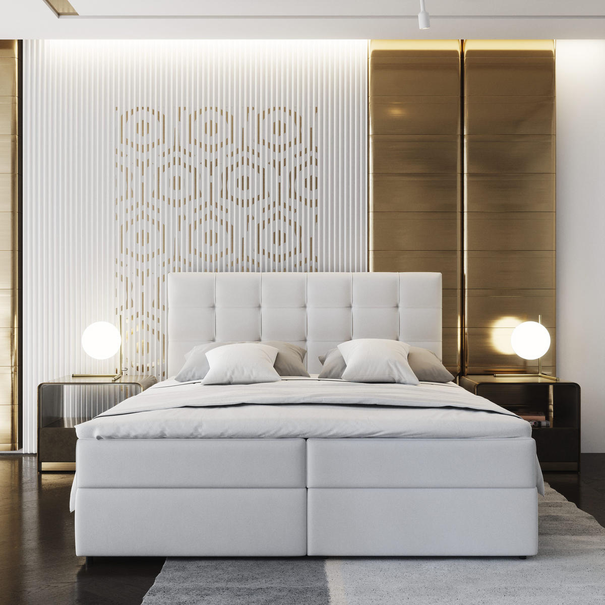 POSTEL BOXSPRING GLOS 160x200 cm, s matrací a úložným prostorem, hnědá - hnědá, kompozitní dřevo/textil (160/200cm) - MASSENO