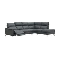 ECKSOFA Borea Echtleder mit 1 x Relaxfunktion Anthrazit - Anthrazit, Leder/Metall (310/220cm)