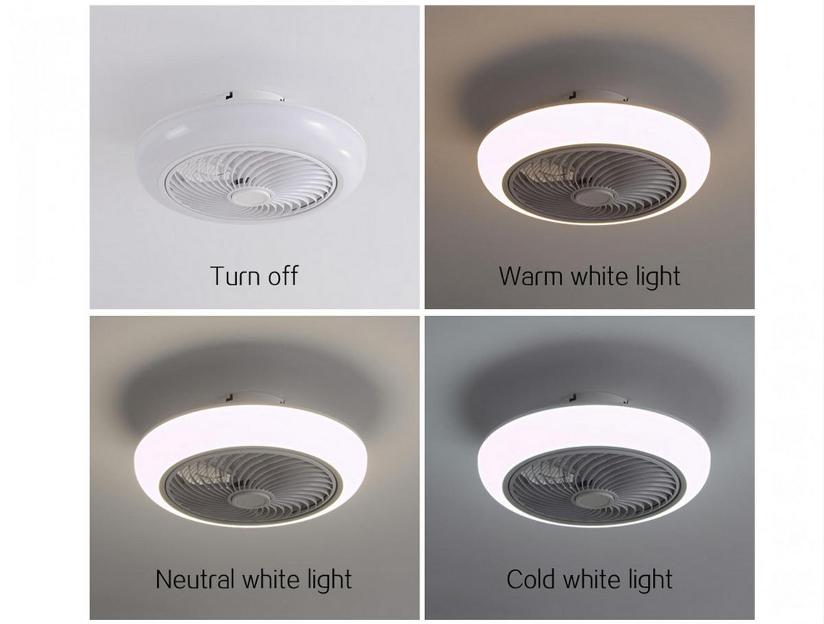 LED-DECKENLAMPE Weiß mit integriertem Ventilator 49 W - Weiß, Kunststoff (46/46/22cm) - Purline