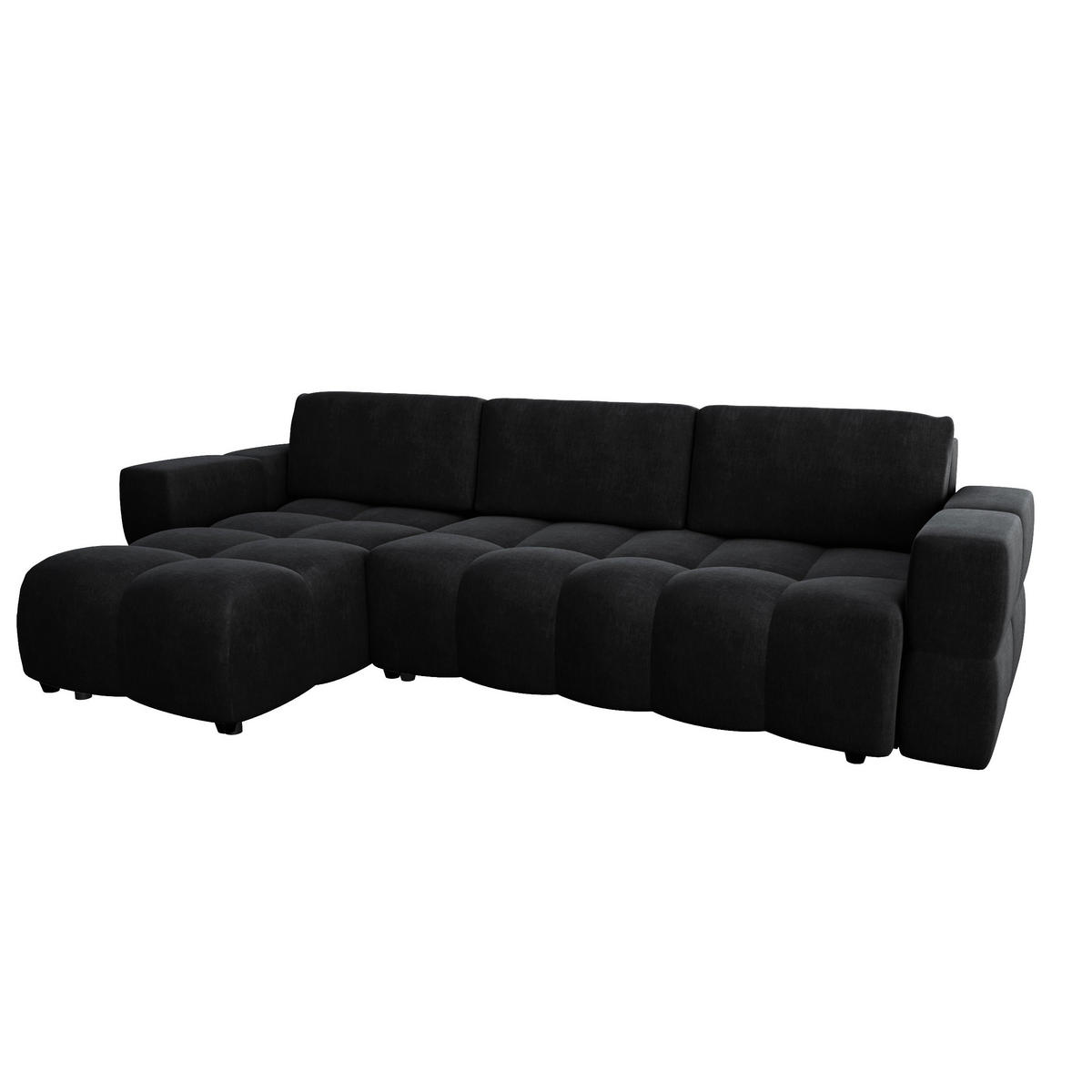 ECKSOFA LINKS Samt Dunkles Anthrazit 286cm - Anthrazit, Textil (169/286cm) - Sia Home