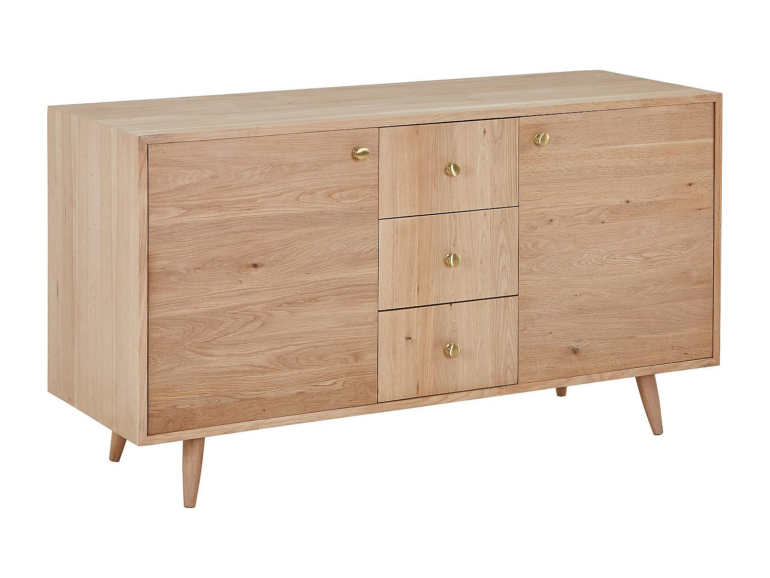 WASCHBECKENUNTERSCHRANK - 145cm x 50.5cm - Massivholz - naturfarben hell - ZARENO - Naturfarben, Holz (145/80/50.5cm) - Vente-Unique