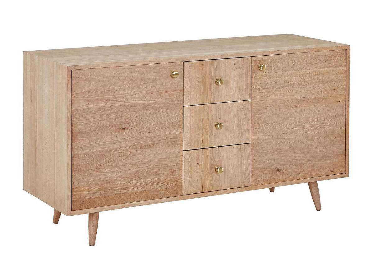 WASCHBECKENUNTERSCHRANK - 145cm x 50.5cm - Massivholz - naturfarben hell - ZARENO - Naturfarben, Holz (145/80/50.5cm) - Vente-Unique