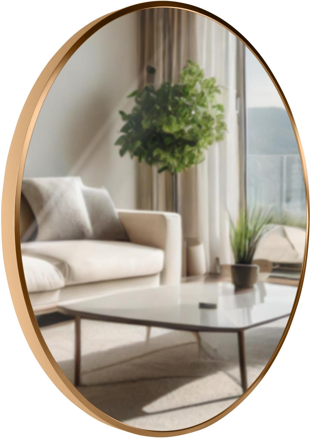WANDSPIEGEL rund 60 cm Metall Gold Matt - Roségold, Metall (60/60/3cm) - CLP