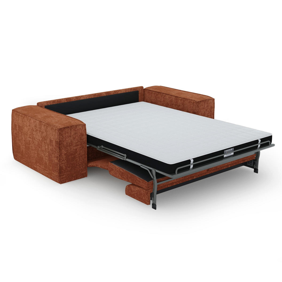 SCHLAFSOFA Express JUNE Geprägter Samt Terrakotta 236cm - Dunkelorange/Terracotta, Textil (236/80/100cm) - Premium Interiors