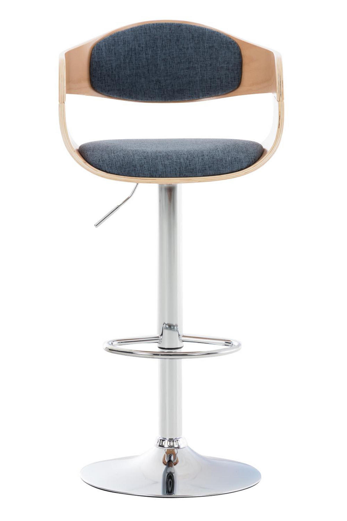 BARHOCKER Stoff natura/blau - Blau/Eukalyptusholzfarben, Textil/Metall (50/88/48cm) - CLP