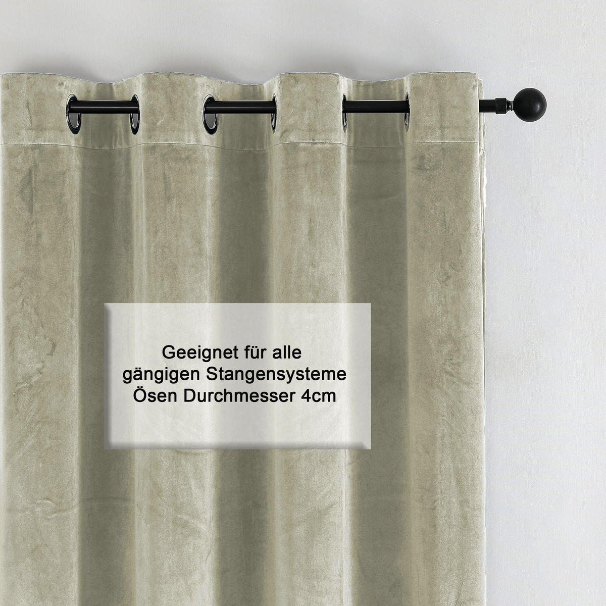VORHANG Ösen Samt 300/245 cm Sand Beige - Sandfarben, Textil (300/245/245cm) - TiborTex