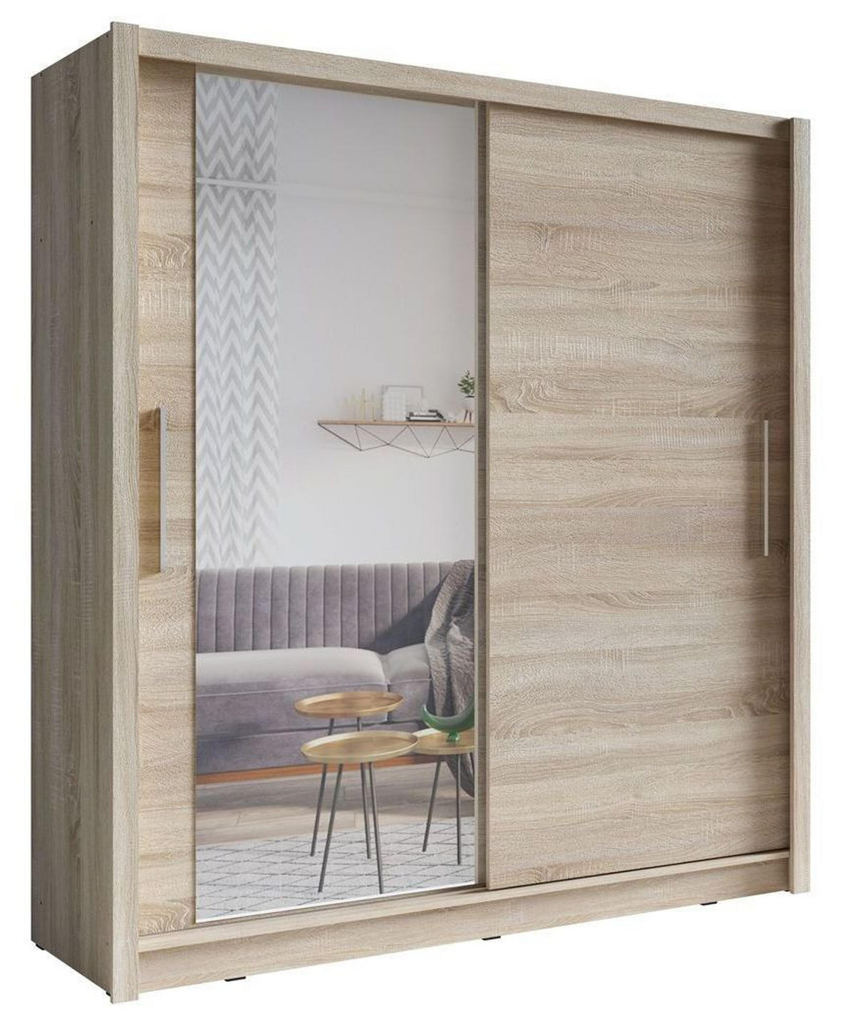 SCHIEBETÜRENSCHRANK BAKU 10 - 154,4/214,4/62 cm 2-Türig Sonoma Oak - Sonoma Eiche, Holz/Holzwerkstoff (154.4/214.4/62cm)