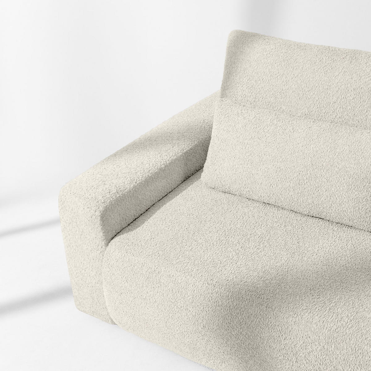 3-SITZER SCHLAFSOFA MOLLIS, Bouclé, Weiß - Weiß, Holz/Holzwerkstoff (250/93/108cm) - KONSIMO®