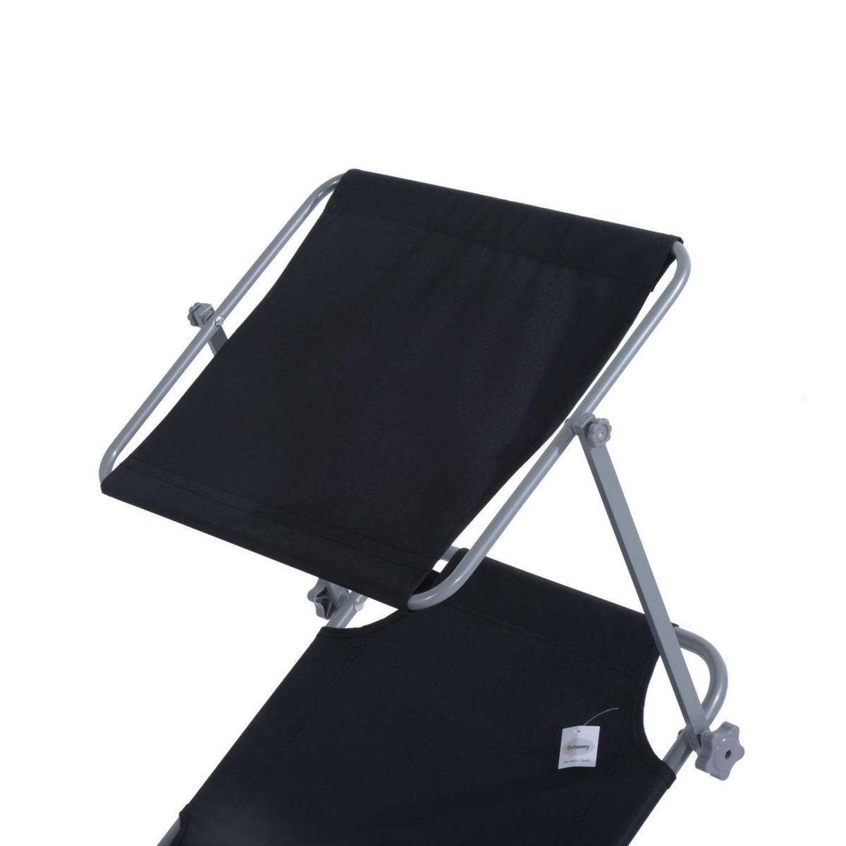 SONNENLIEGE aus Metall 187x58x36 cm in Schwarz mit verstellbarem Sonnendach - Schwarz, Metall (58/36/187cm) - Modfu