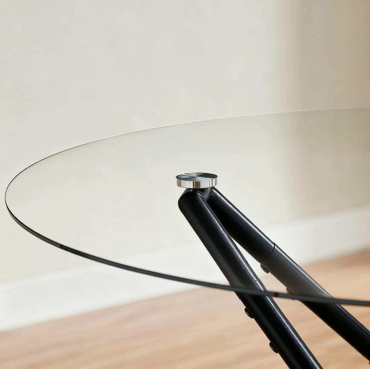 ESSTISCH Rund 90/90/78 cm Schwarz aus Glas mit Metallgestell - Schwarz, Glas (90/90/78cm) - OKWISH