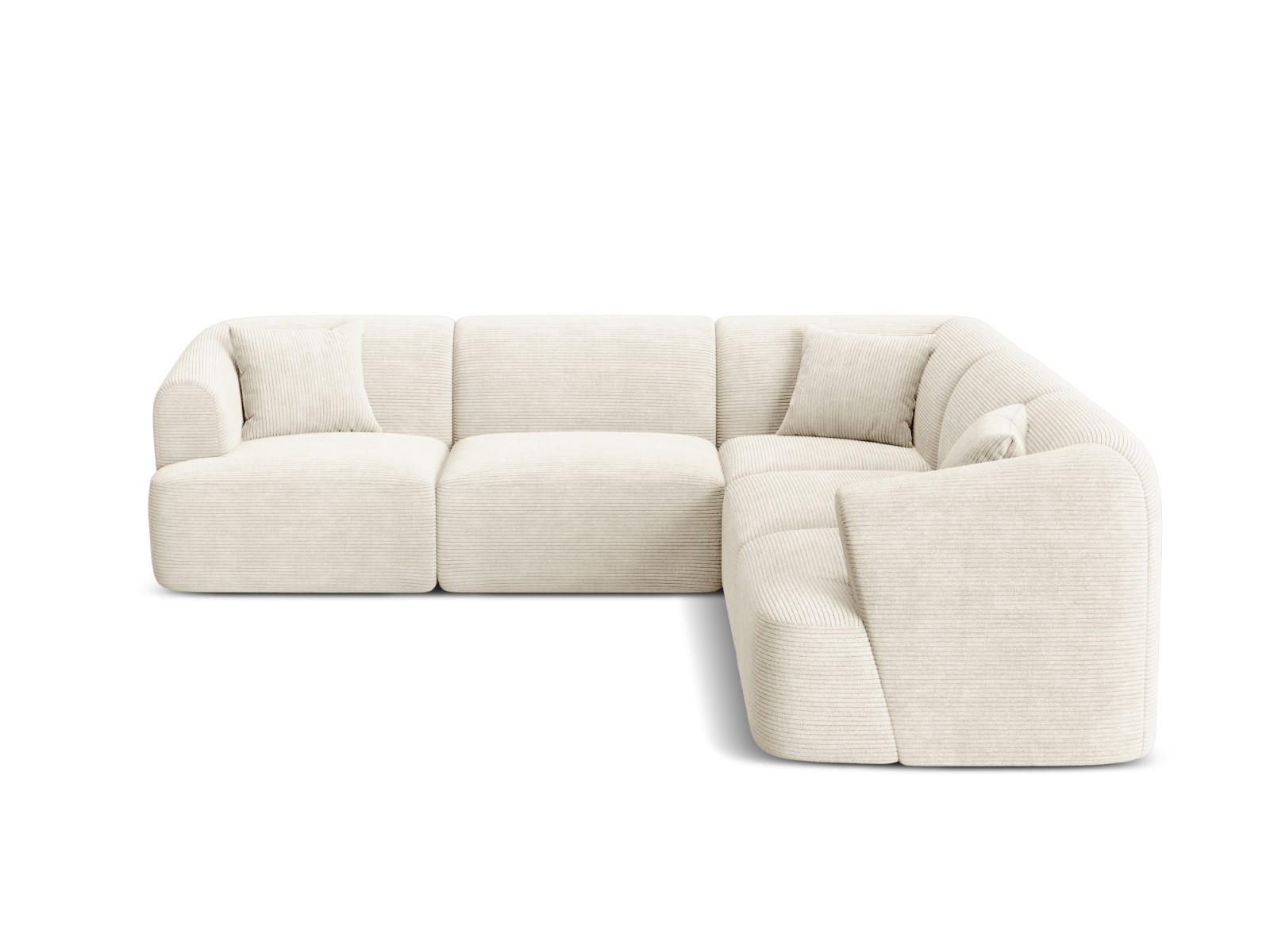 SYMMETRISCHES-MODULARES-ECKSOFA Campi aus Cord elfenbein 6 Sitzplätze - Ecru, Textil (255/255cm) - Cosmopolitan Design