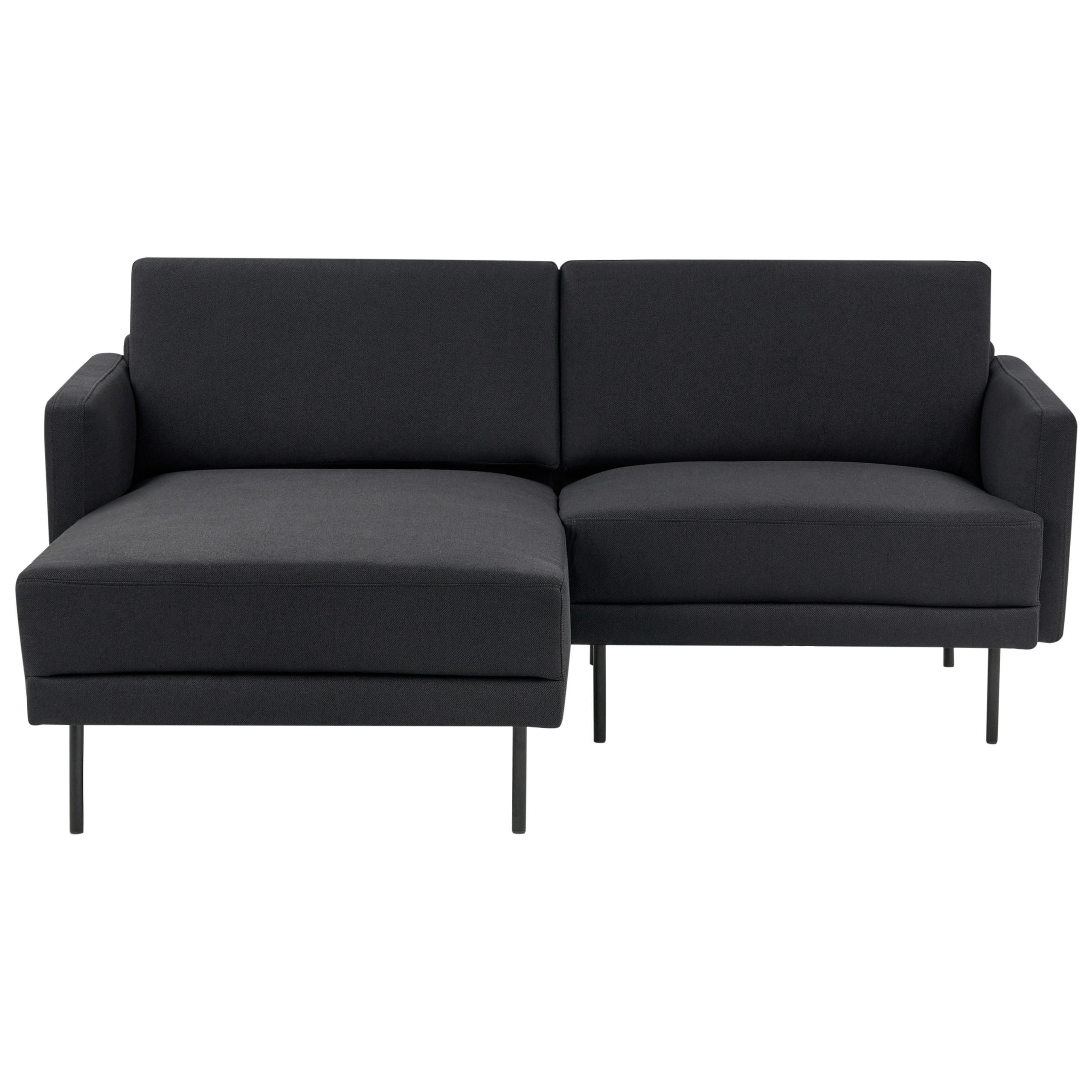 ECKSOFA 2-Sitzer Stoff Schwarz rechtsseitig Breda - Schwarz, Textil (192/155cm) - Beliani