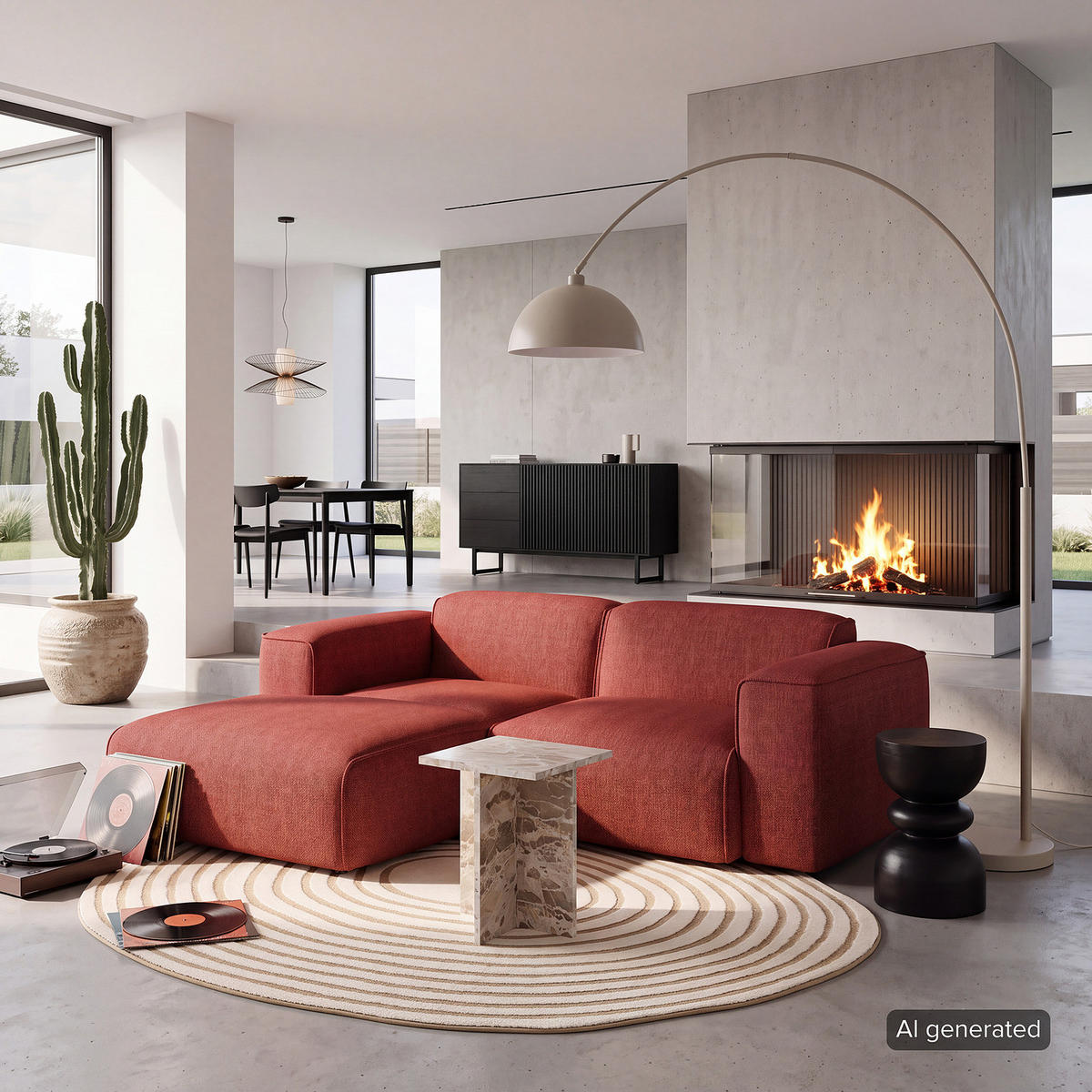ECKSOFA mit XL-Longchair - Rot/Schwarz, Kunststoff/Textil (260/171cm) - home24