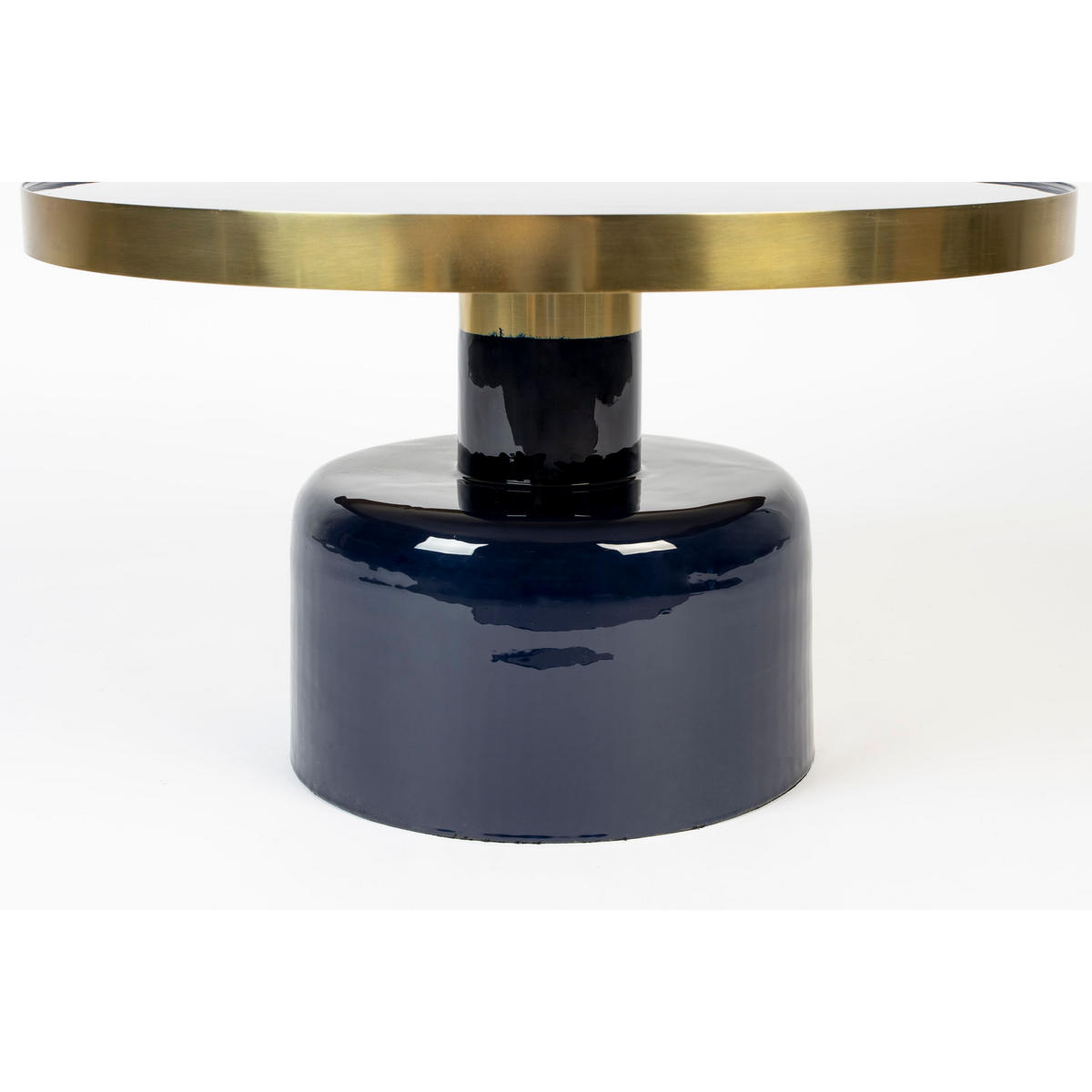 COUCHTISCH Glam Rund 60 cm Blau/ Gold - Blau, Metall (60/60/35cm) - Zuiver