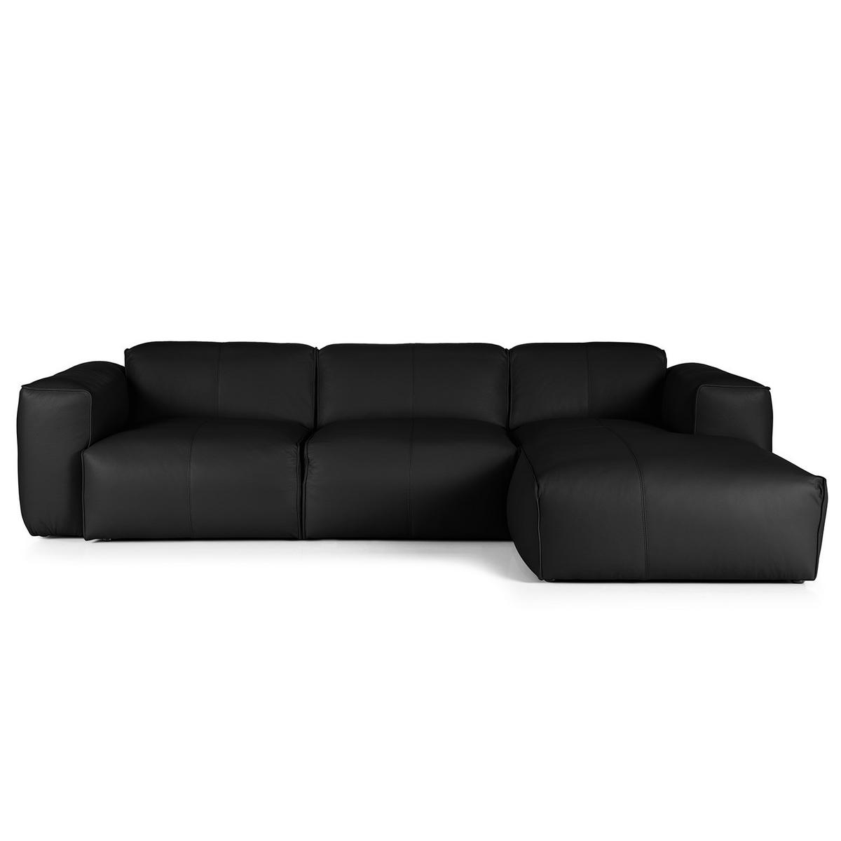3-SITZER ECKSOFA mit Longchair - Schwarz, Leder/Kunststoff (284/173cm) - home24