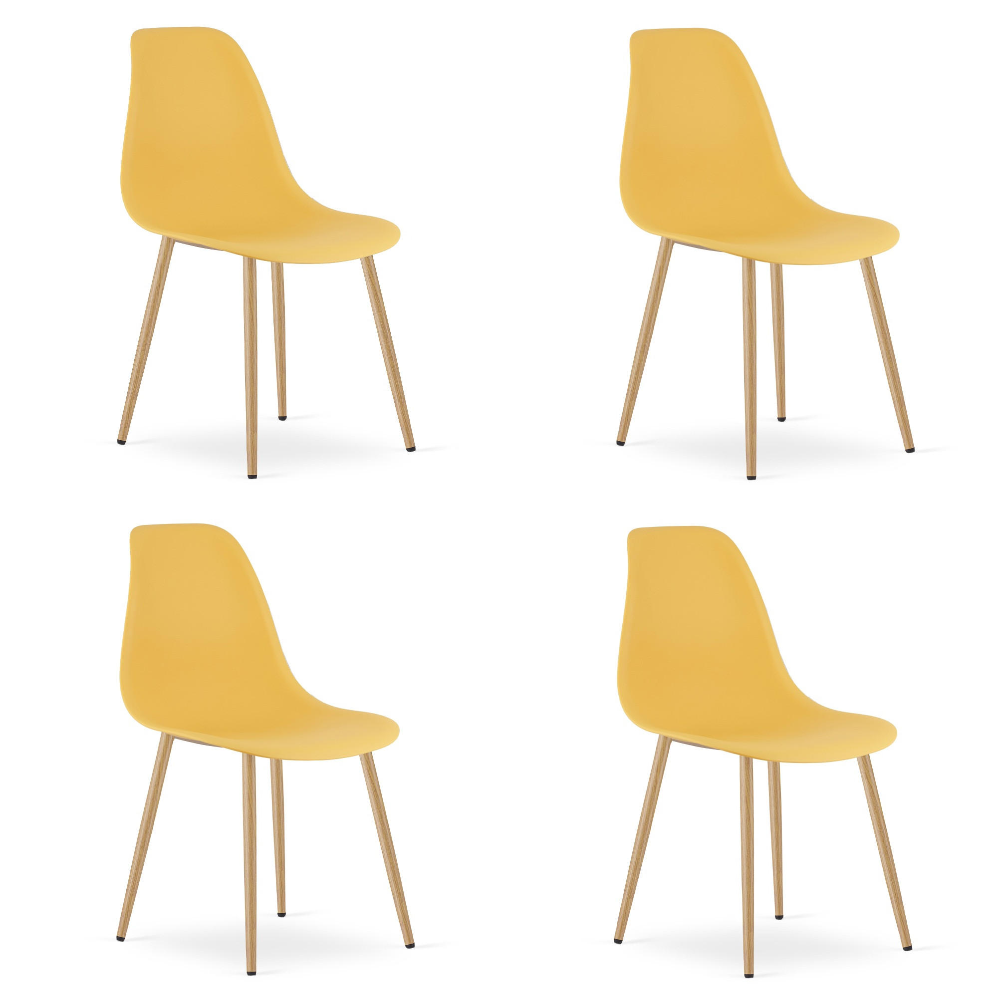 ESSZIMMERSTUHL 4-er Set KALEO Senffarbener Sitz, natürliche Beine - Currygelb/Naturfarben, Kunststoff (46/84/51cm) - Valora