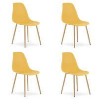 ESSZIMMERSTUHL 4-er Set KALEO Senffarbener Sitz, natürliche Beine - Currygelb/Naturfarben, Kunststoff (46/84/51cm) - Valora