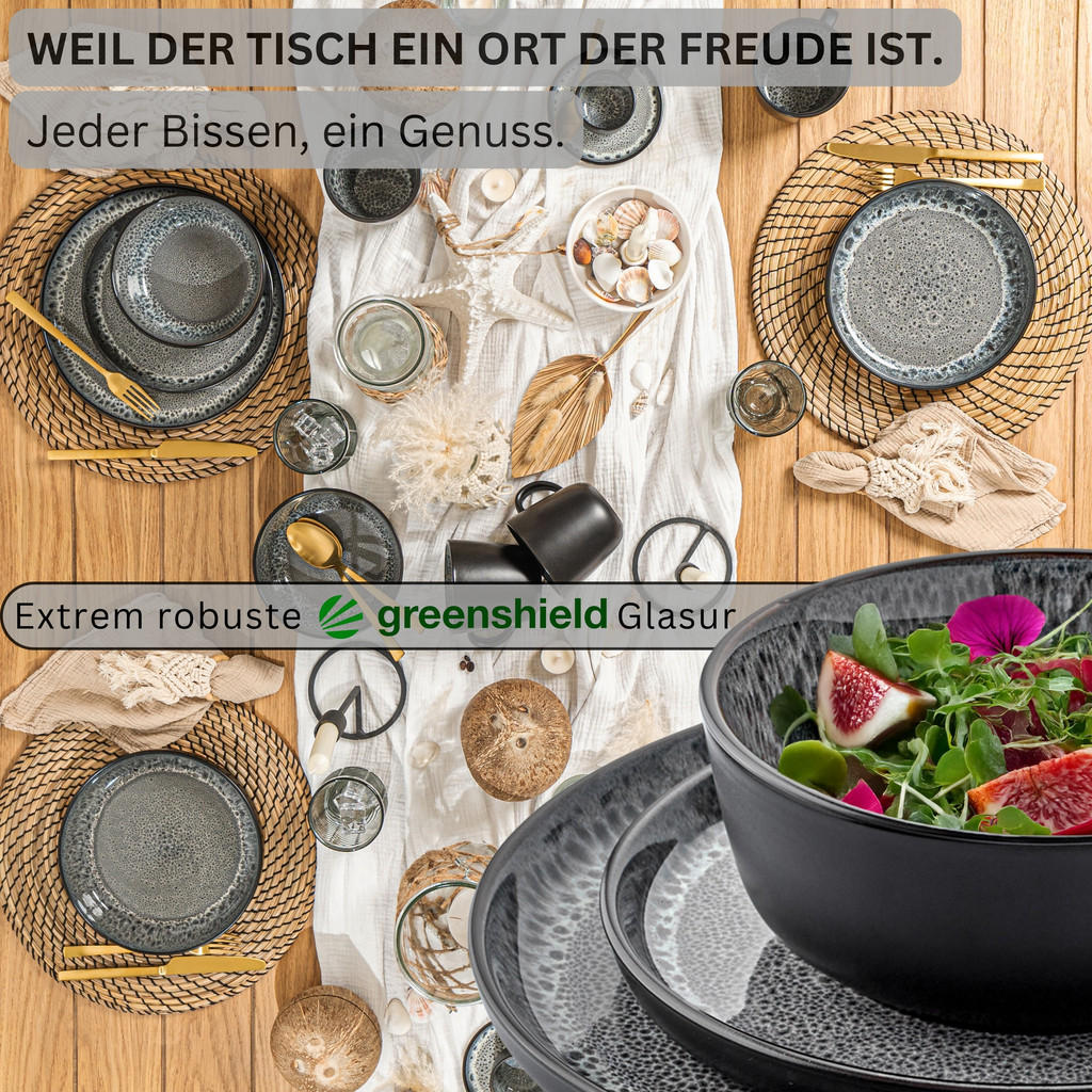 Thumbnail - Sänger Kombiservice, Grau, Keramik, 44x45x54 cm, kratzfest, Essen & Trinken, Geschirr, Geschirr-Sets, Kombiservice