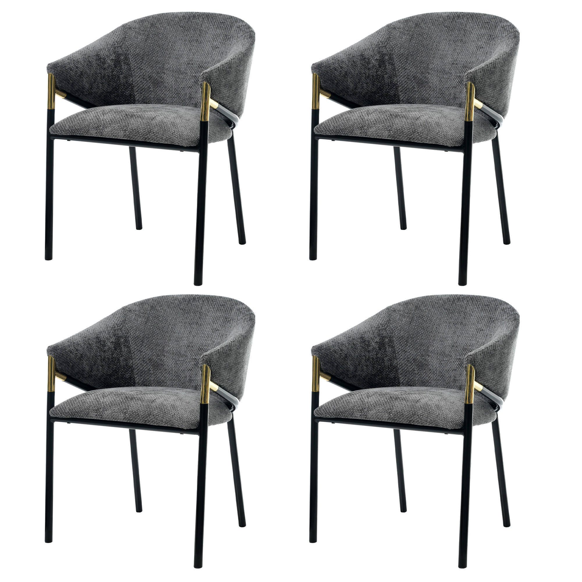 ESSZIMMERSTÜHLE 4er Grau Chenille Gold Edelstahl modern - Grau, Textil (56.5/78.5/56.5cm) - FLIEKS