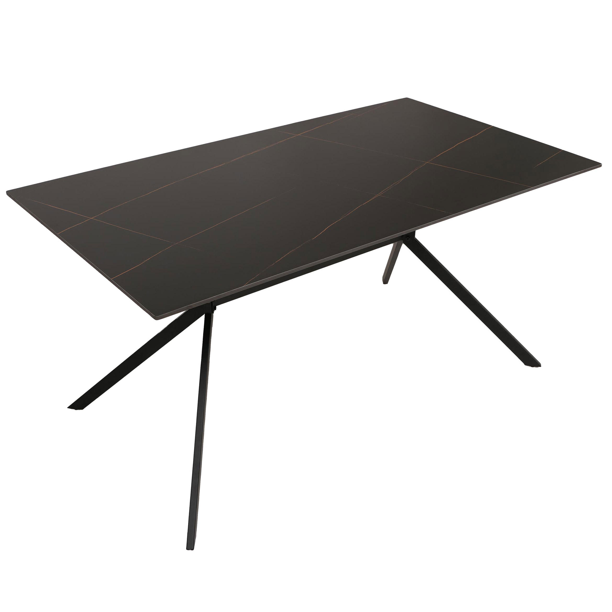 ESSZIMMERTISCH eckig Schwarz - Schwarz, Stein (90/160/76cm) - MCW