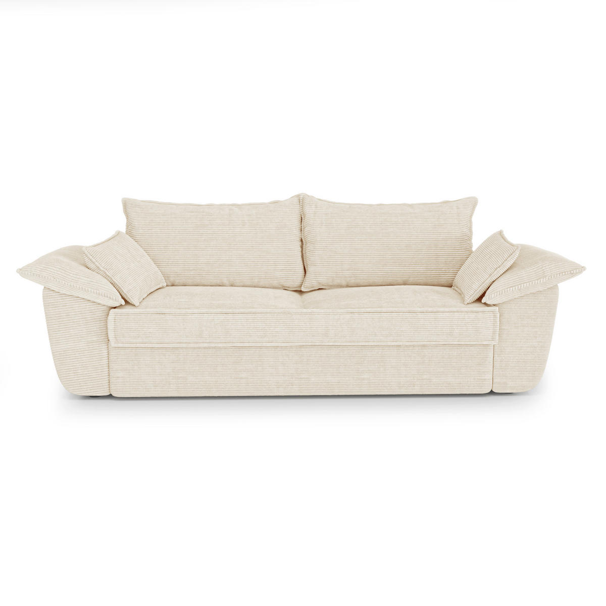 SOFA 3-Sitzer Gerippter Samt Creme 232cm - Creme, Textil (232/92/102cm) - Sia Home