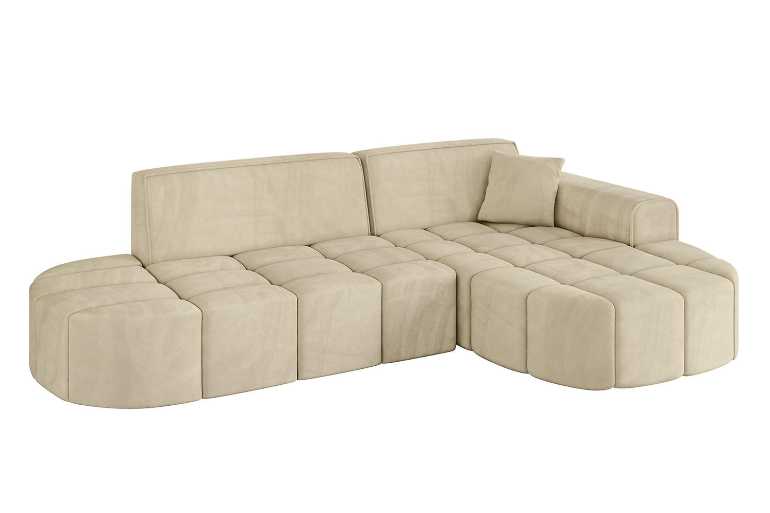ECKSOFA Ottomane Rechts LIVO-L1 - 252x173x79,5 cm Beige - Beige, Holzwerkstoff/Textil (252/173cm) - ALTDECOR