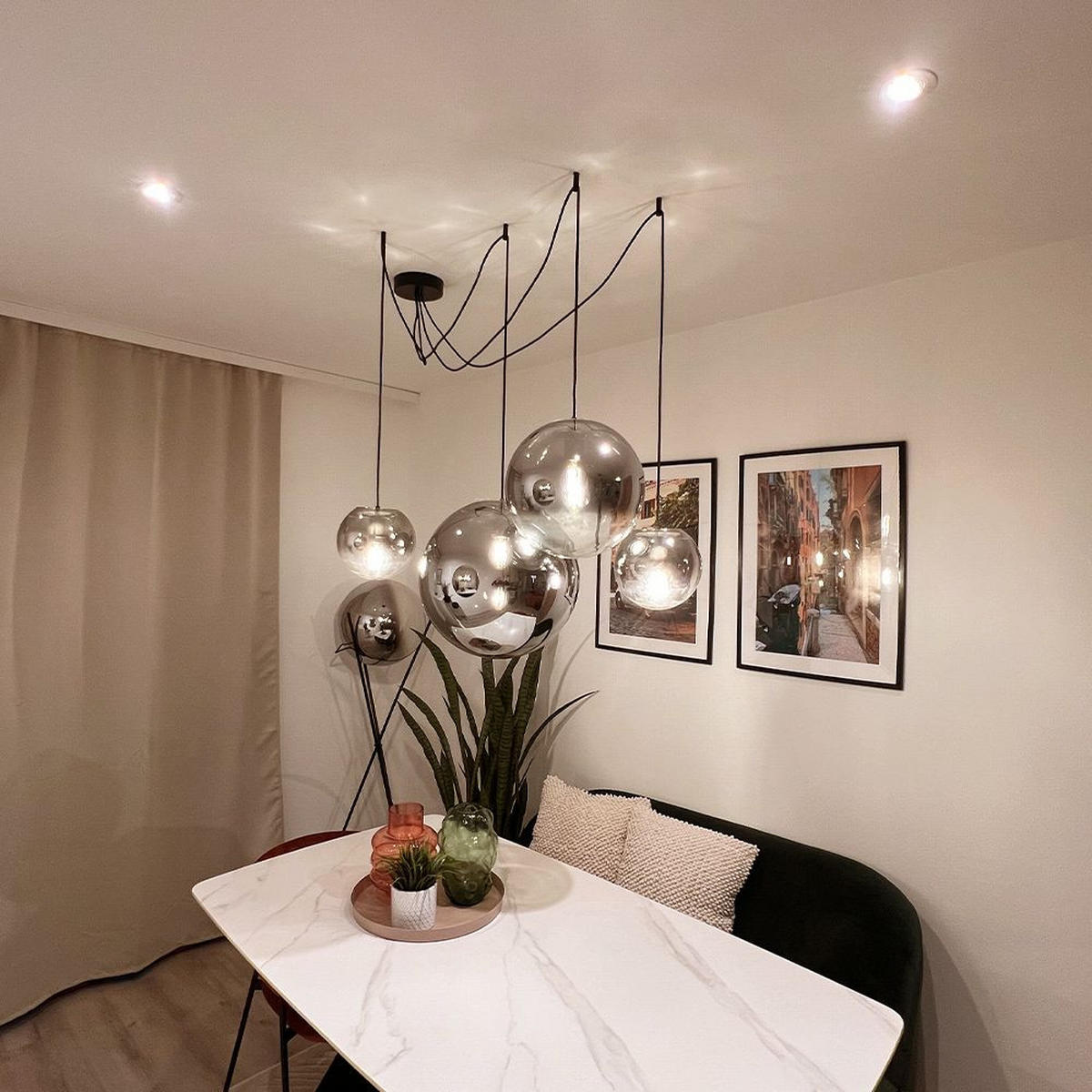 HÄNGELAMPE Orb 1.5m Abhängung Weiß/Weiß Ø 40cm - Weiß, Glas (40/40/40cm) - s.luce