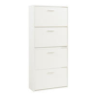 SCHUHSCHRANK Sykkylven - Weiß, Holzwerkstoff (60/134/24cm) - [en.casa]