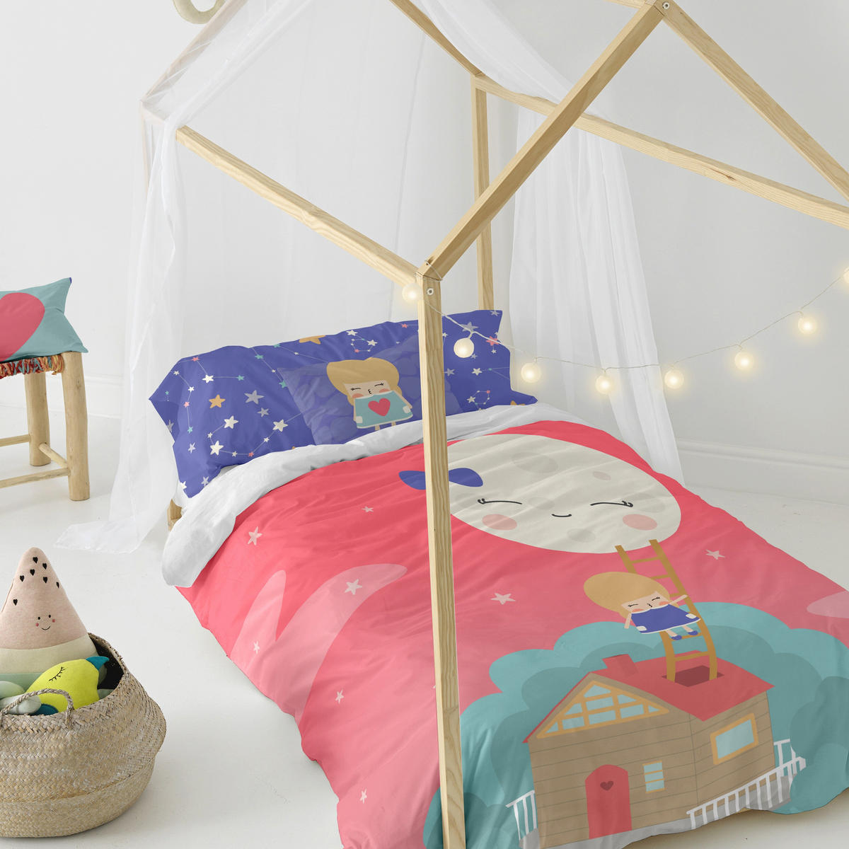 BETTBEZUG 2er-Set teiliges moon dream 135/140x200 cm (standardgrösse) mehrfarbig - Multicolor, Textil (140/200cm) - Happy Friday